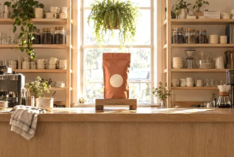 Quầy pha chế gỗ ấm cúng ngát hương cà phê mộc tại Cà Phê Thắng